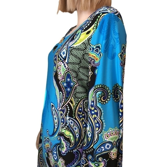 SUNNY Leigh Jersey Dress Colourful Paisley Gorgeous with Broach - Picture 5 of 13